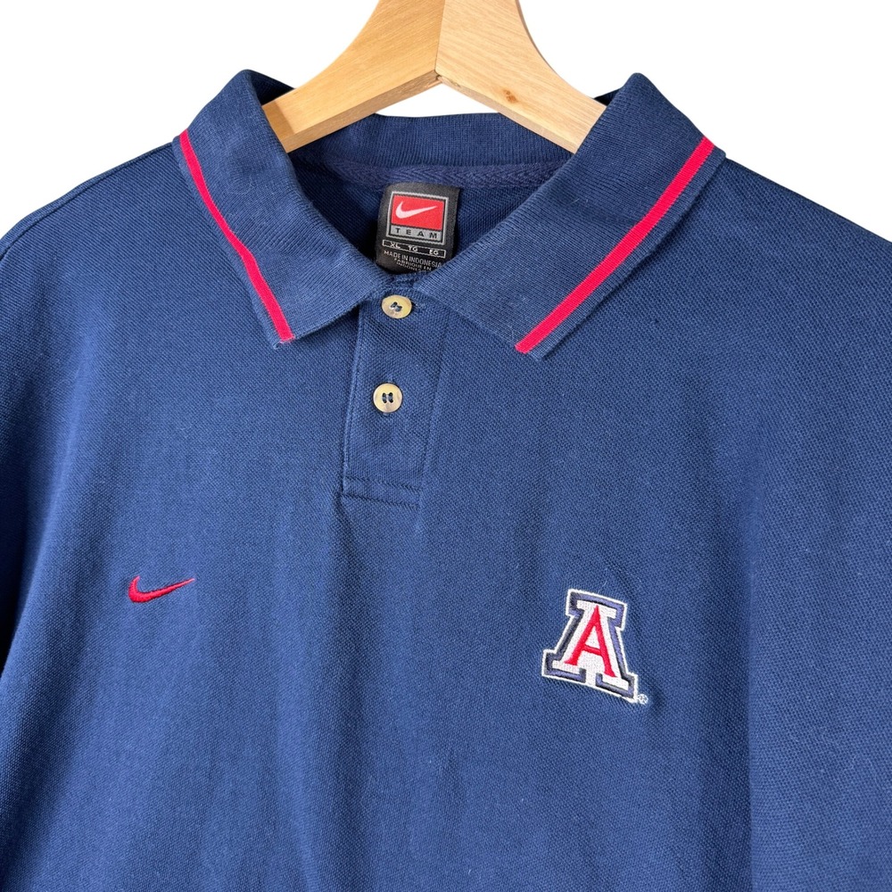 Vintage Nike Team University of Arizona Wildcats Polo Shirt Navy Blue Size XL